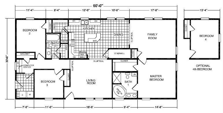 Model 7760 1800 Square Foot Ranch Floor Plan